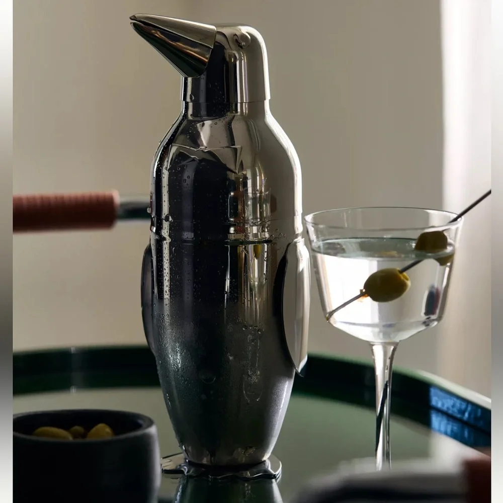 Pottery Barn Viski Penguin Cocktail Shaker with Strainer, Stainless Steel - Picture 12 of 12
